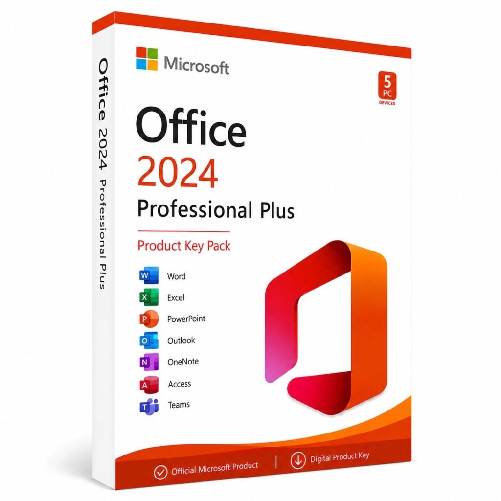 Microsoft Office 2024 Professional Plus 5 PC pack – five genuine lifetime keys