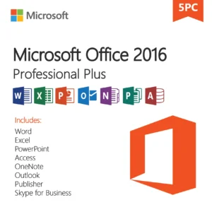 Microsoft Office 2016 Professional Plus – License Key for 5 PCs