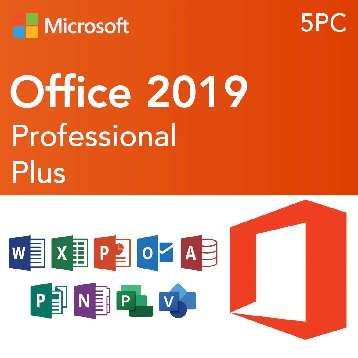 Microsoft Office 2019 Professional Plus – License Key for 5 PCs