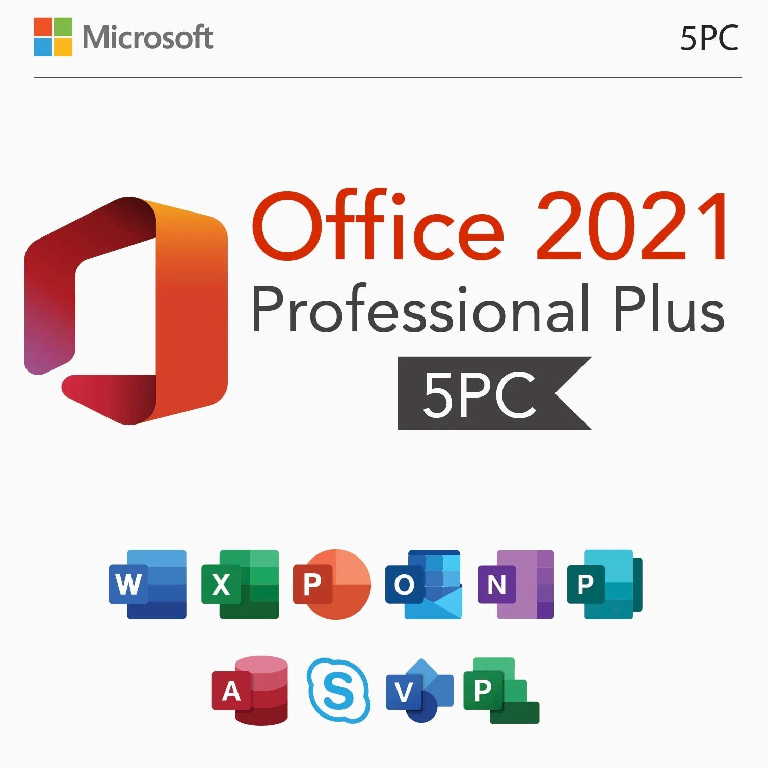 Microsoft Office 2021 Professional Plus – License Key for 5 PCs