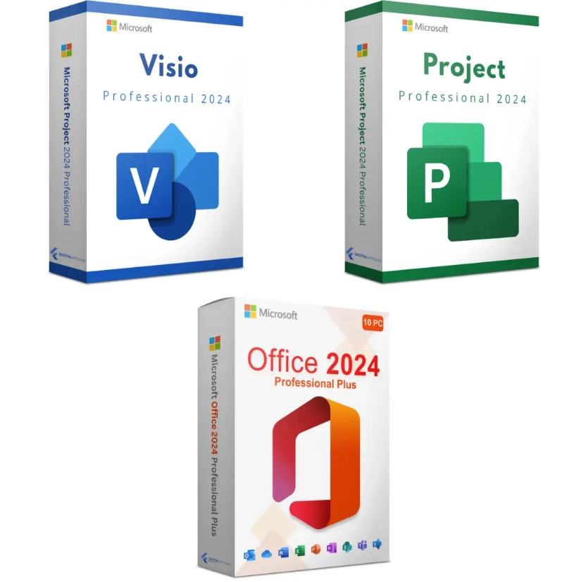 Microsoft Office 2024 Pro Plus + Visio 2024 + Project 2024 – Ultimate Bundle for 1 PC