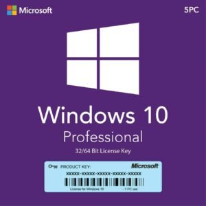 Microsoft Windows 10 Pro – License Key for 5 PCs (32/64-bit)